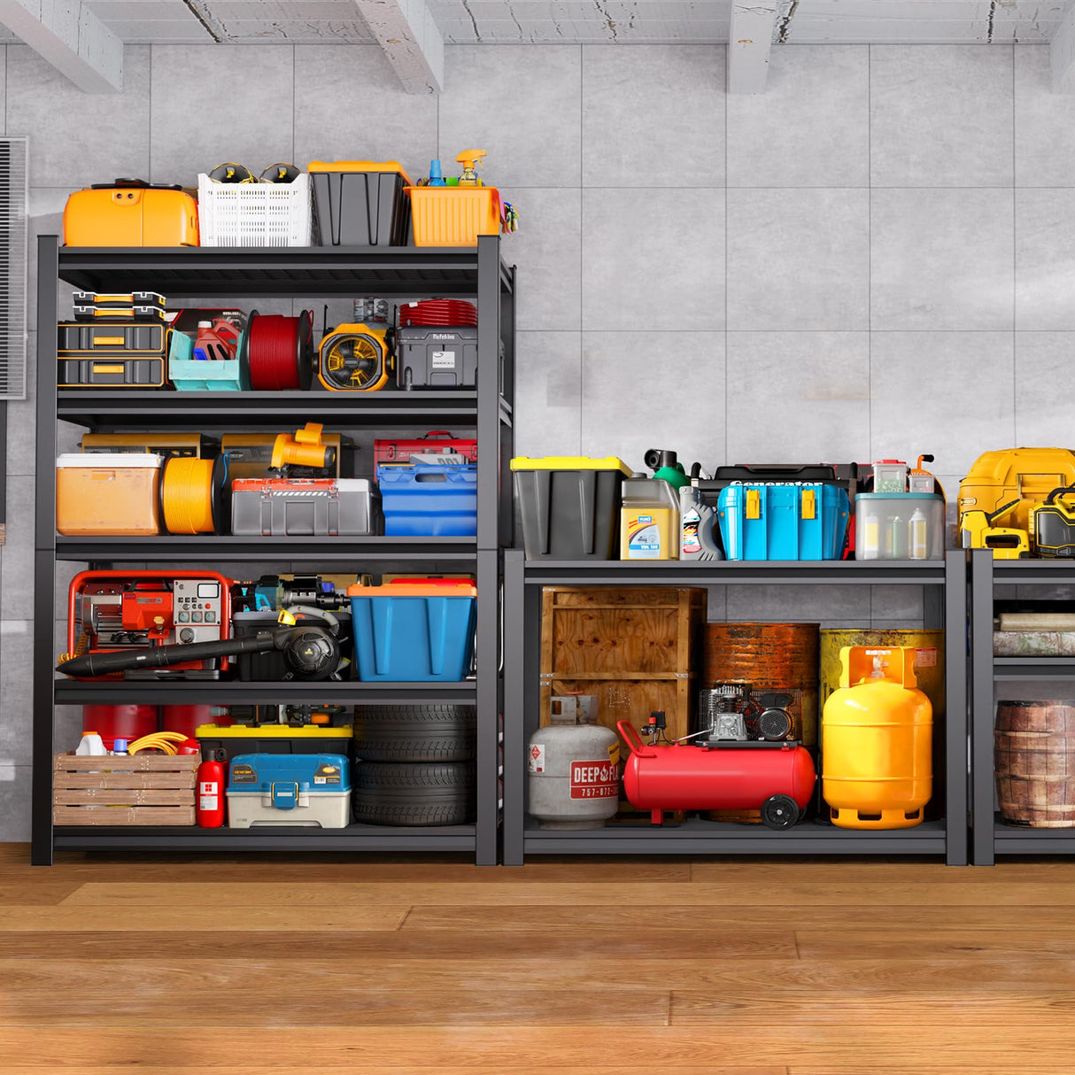 JOJUOU Garage Shelving-3000 lbs 5 Tier Storage Shelves,Adjustable Heavy Duty Metal Shelving Unit and Storage Large Wire Rack,Utility Steel Shelf for Warehouse Industrial Pantry Basement 71"x46"x18" JOJUOU