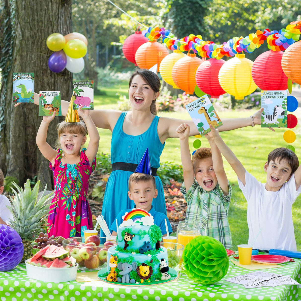 Honoson 24 Pcs Kids Coloring Books Animals Truck Coloring Books Bulk Jungle Animals Party Favors Mini DIY Art Drawing Pages for Birthday Gifts Classroom Jungle Party Supplies(Cartoon Style) Honoson