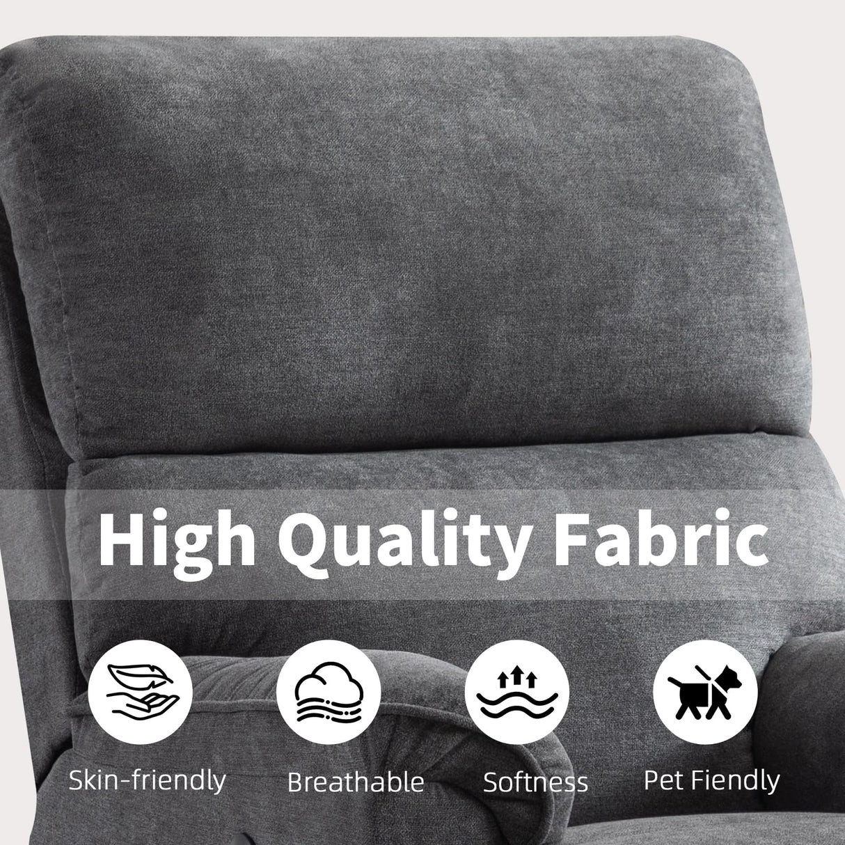 HAOMARKETS Power Recliner Chair for Adults with USB Port, Breathable Fabric Electric Recliners with High Back, Single Overstuffed Heavy Duty Reclining Sofa for Small Spaces Living Room Bedroom HAOMARKETS