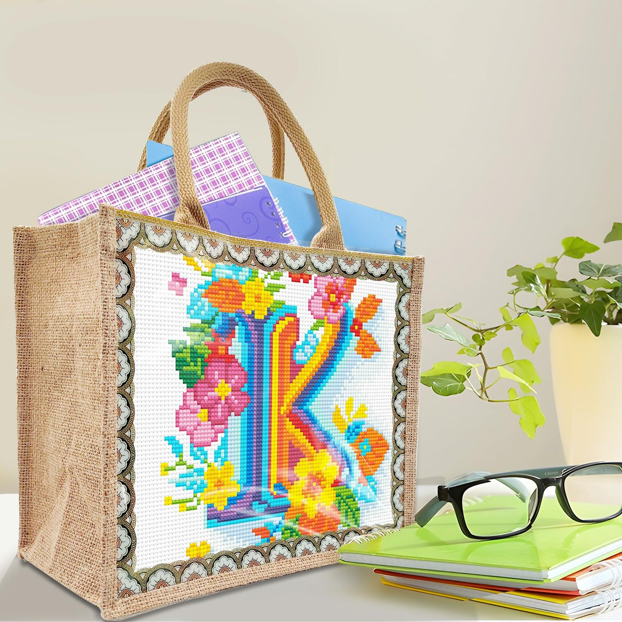 ARTopet DIY Diamond Art Painting Bags Letters Creative Handbag Shopping Tote Bags Canvas Pattern Reusable Grocery Bag-K01 ARTopet