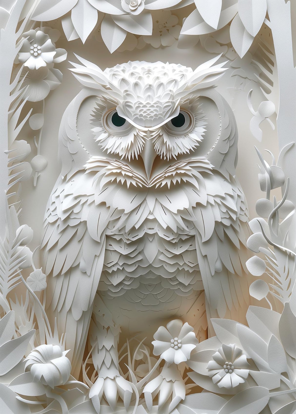 Owl Puzzles Paper-Cut Art Puzzle 1000 Piece for Adults, White Bird Jigsaw Puzzle Animal Forest, Impossible Difficult Hard Puzzle as Family Game BBOLDIN