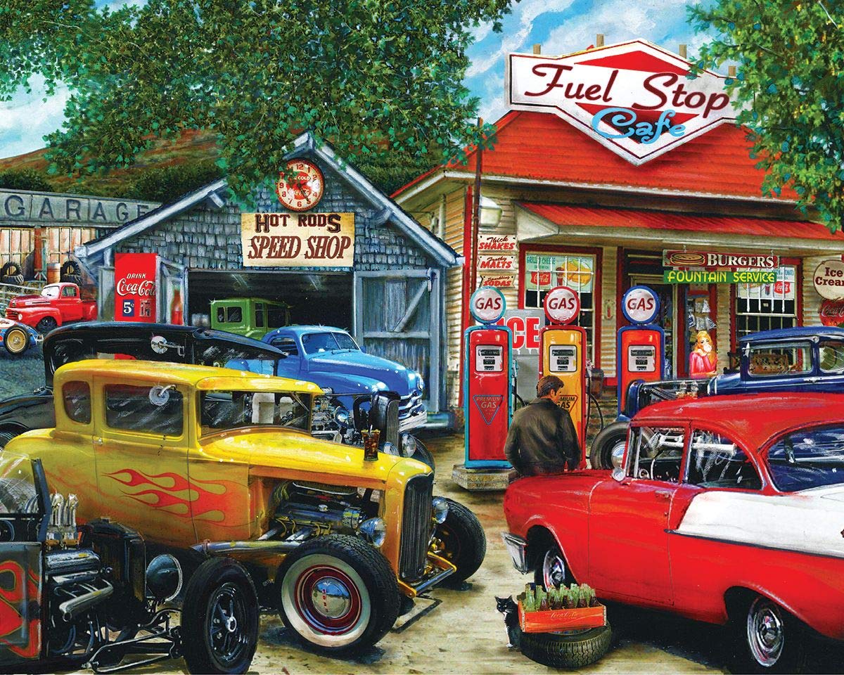 Springbok's 1000 Piece Jigsaw Puzzle Hot Rod Cafe - Made in USA Springbok