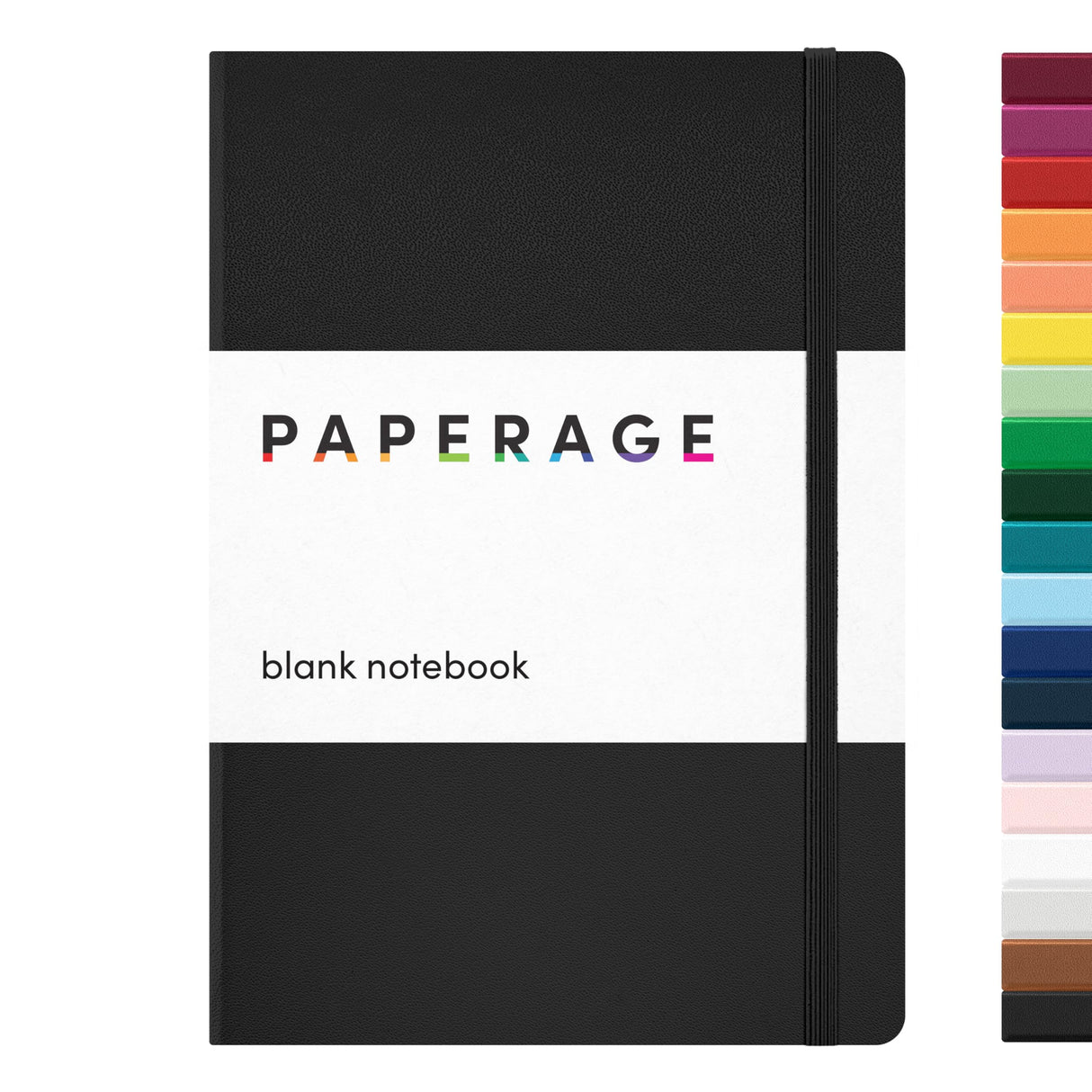 PAPERAGE Blank Journal Notebook, (Black), 160 Pages, Medium 5.6 in x 8 in - 100 GSM Thick Paper – Hardcover Journaling Notebook for Work, School, Note Taking or Sketching PAPERAGE
