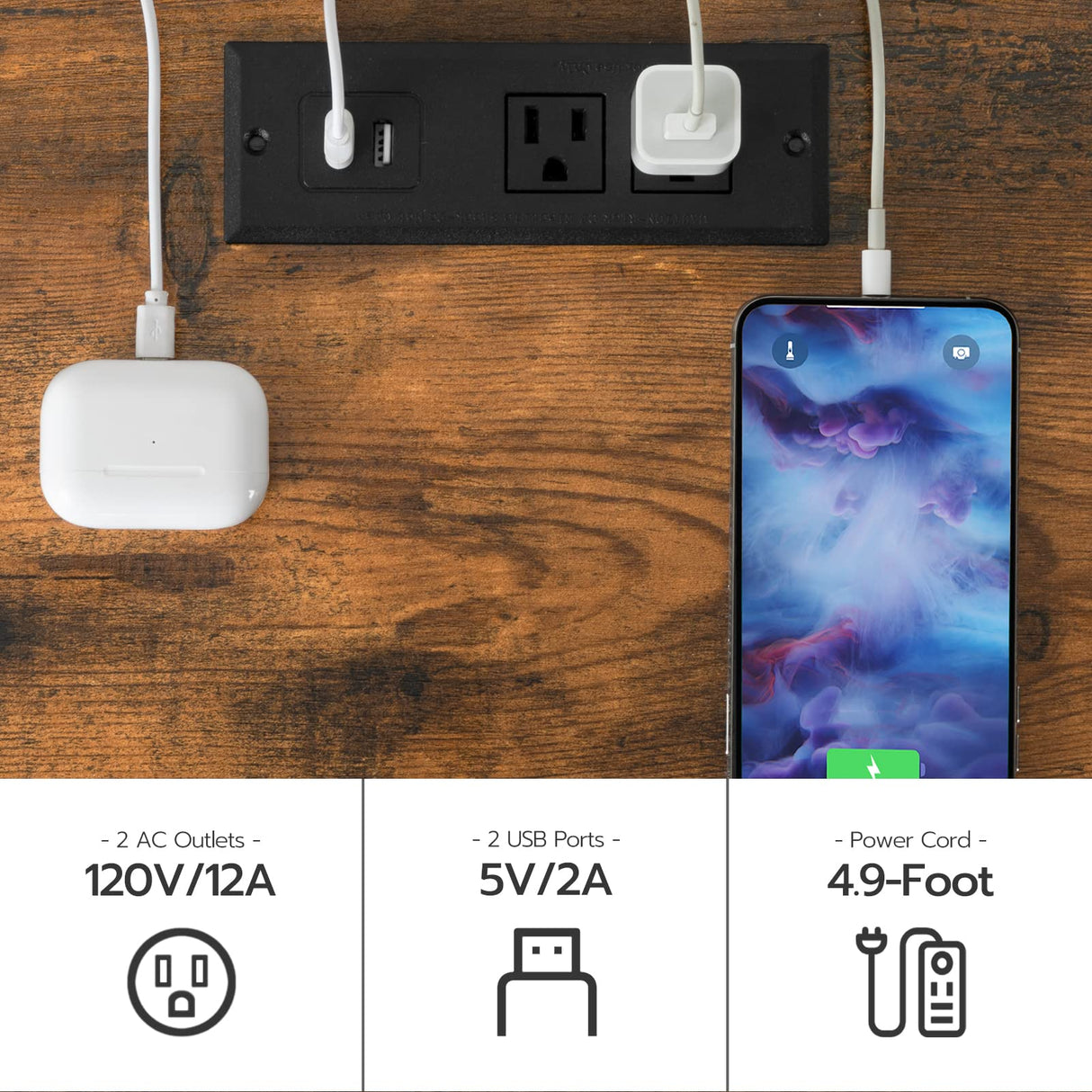 HOOBRO Nightstand with Charging Station, Side Table with 3 Drawers and Storage Shelf, End Table with USB Ports, Retro Industrial Style Bedside Table, for Living Room, Bedroom, Rustic Brown BF461BZ01G2 HOOBRO