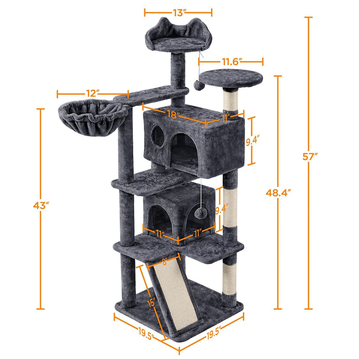 Topeakmart 57 inches Multi-Level Cat Tree Cat Condo with Scratching Posts Kittens Activity Tower Pet Play House Furniture Topeakmart