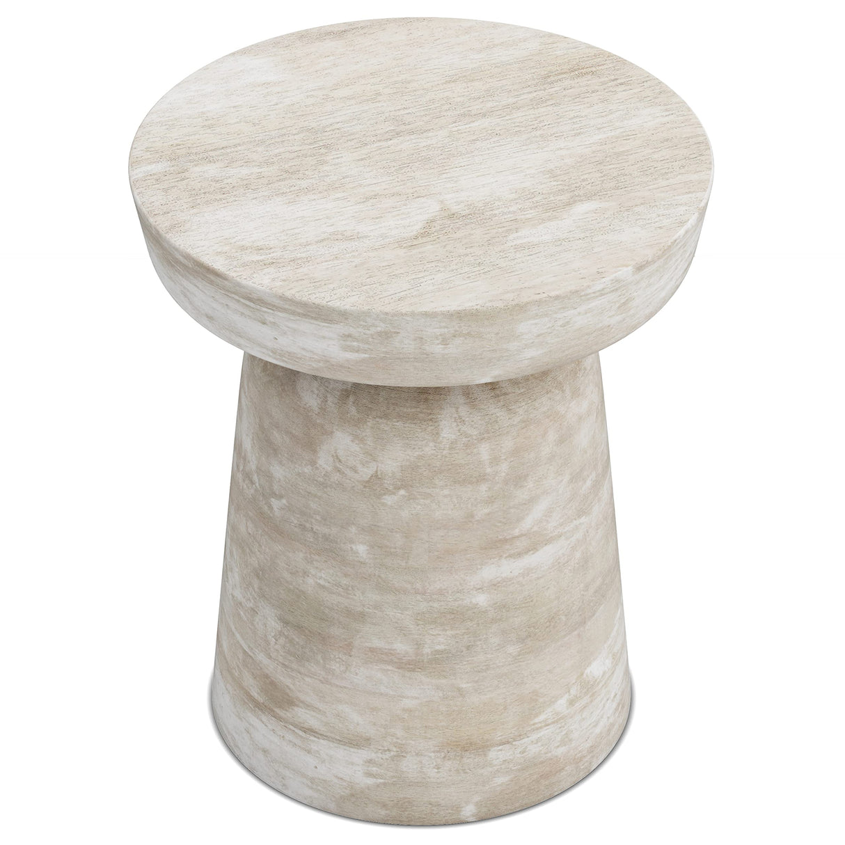 SIMPLIHOME Robbie SOLID MANGO WOOD 16 Inch Wide Round Contemporary Rustic Accent Table in Distressed White Wash, Fully Assembled, For the Living Room and Bedroom SIMPLIHOME