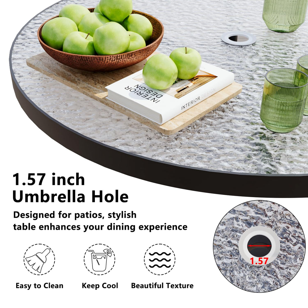 Tornivk 6 Pieces Patio Dining Set for 4, Small Outdoor Patio Table and Chairs Set, Patio Furniture Set with Umbrella & 4 Folding Chairs Portable Garden Dining Table Set for Garden, Backyard, Lawn Tornivk