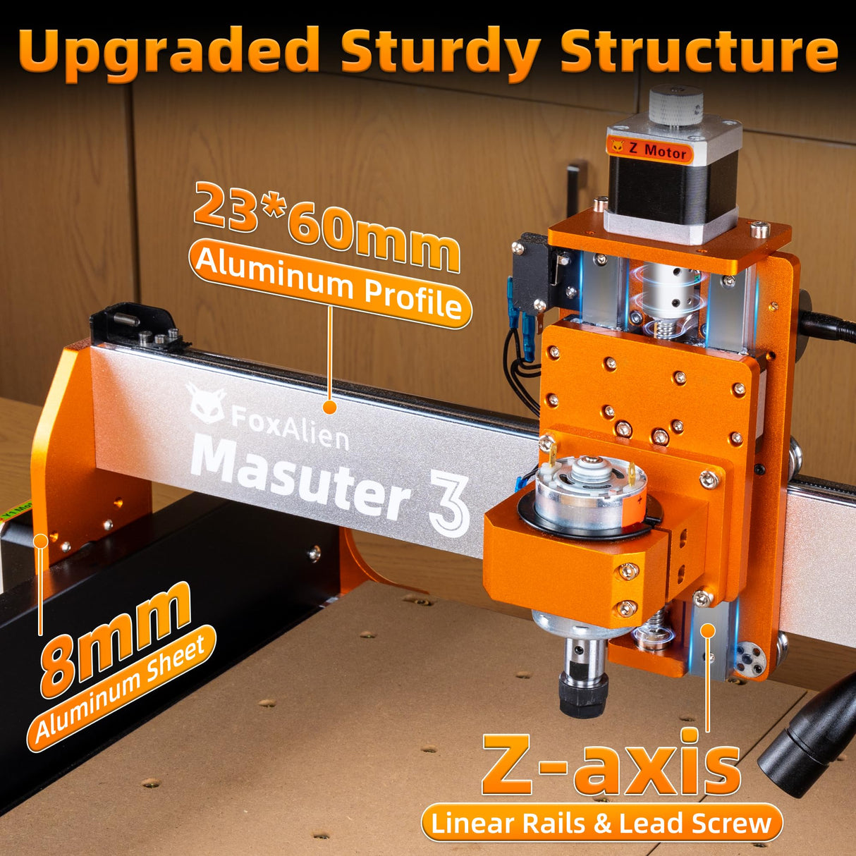 FoxAlien CNC Router Machine Masuter 3 with Steel Wheels, 3-Axis Engraving Milling Machine 15.75” x 15.75” x 3.74” Working Area for Wood Acrylic MDF Nylon Carving Cutting FoxAlien