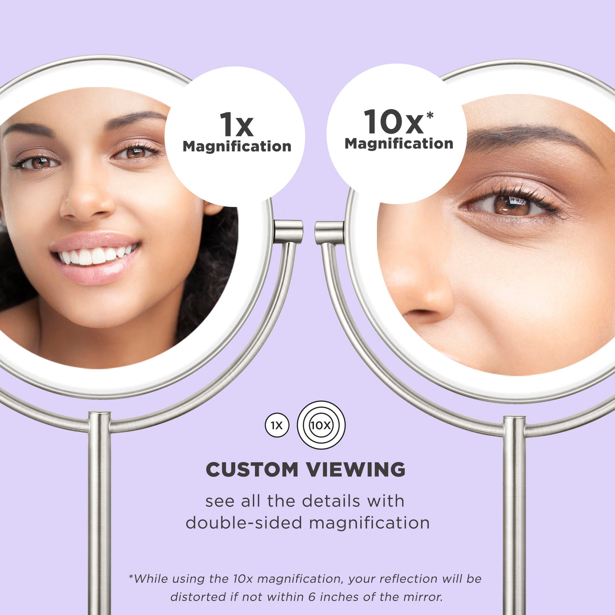 Conair Lighted Makeup Mirror, LED Vanity Mirror, 1X/10x Magnifying Mirror, Corded in Satin Nickel Finish Conair