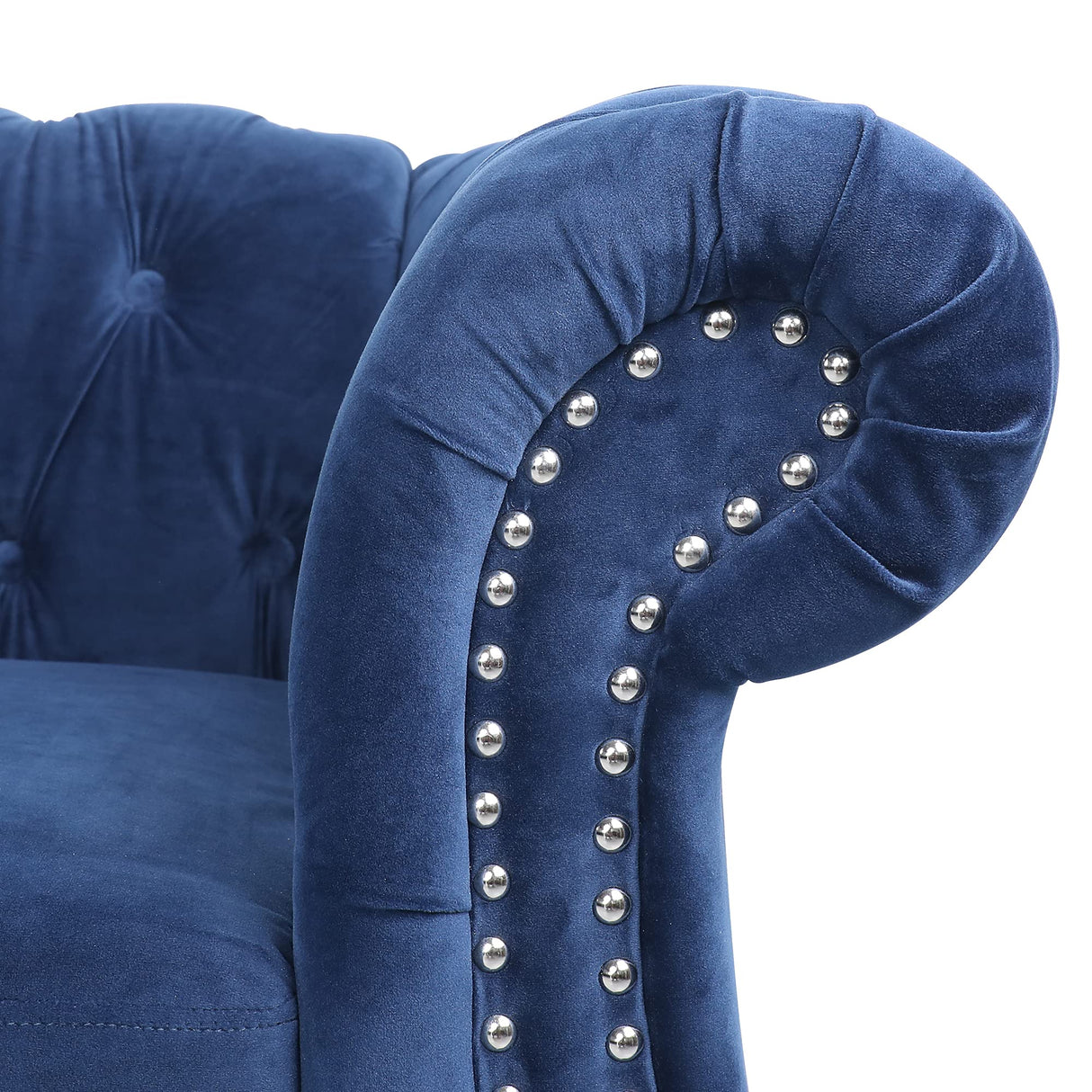 LEVNARY Three-Seat Velvet Sofa, Large Sofa Classic Tufted Chesterfield Settee Modern 3 Seater Couch Furniture Tufted Back for Living Room, Blue LEVNARY