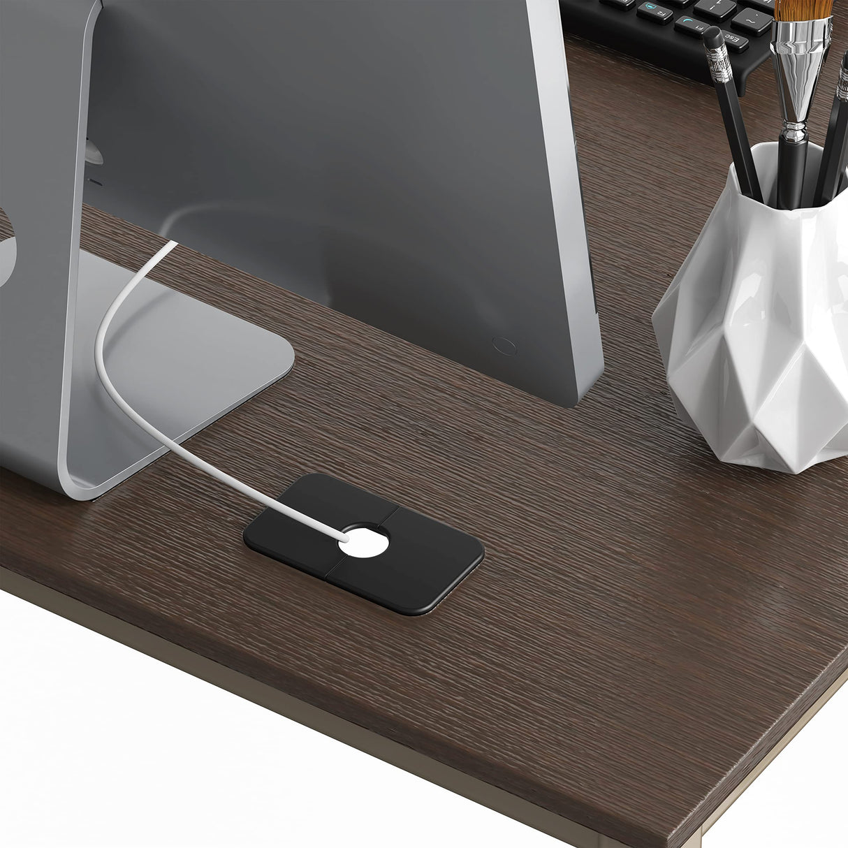 SHW Home Office 55 Inch Large L Shaped Corner Desk, 24" Deep, Espresso SHW