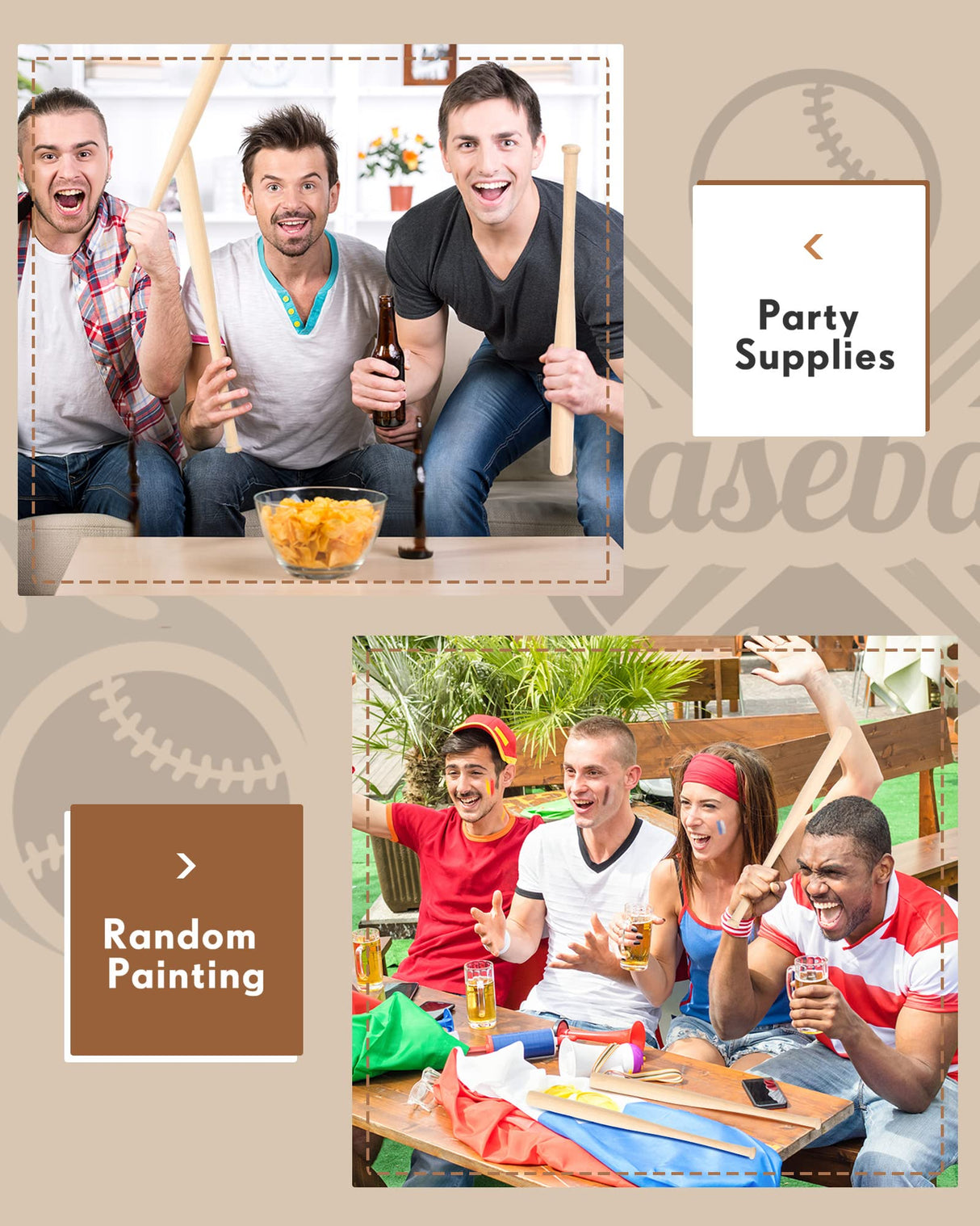 Wettarn 18 Inch 2 Pcs Mini Baseball Bats Wooden Baseball Bat Craft Unfinished Small Baseball Bats Unpainted Wood Baseball Bats for Painting DIY Craft Projects Ball Sports Party Favors Wettarn