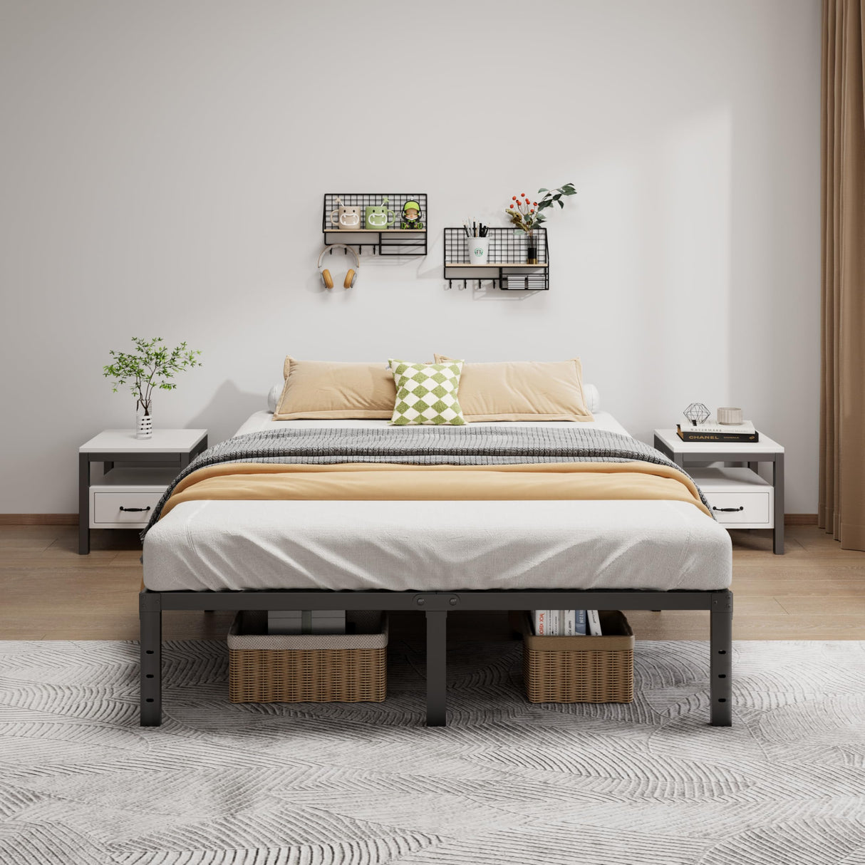 LUMUNANCE Metal Bed Frame King Size - 14 Inch Heavy-Duty King Platform Bed Frame No Box Spring Needed, Easy Assembly, Noise-Free, Sturdy Mattress Foundation, Underbed Storage Space LUMUNANCE