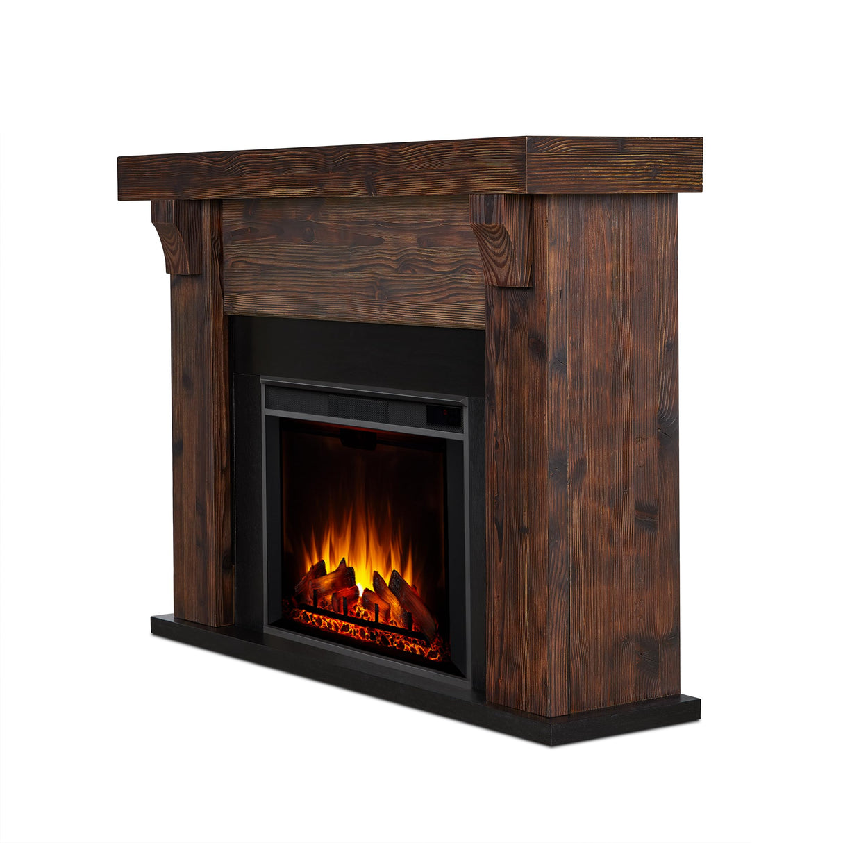 Real Flame Gunnison Grand 64” Electric Fireplace with Mantel for Living Room or Bedroom, Replaceable Fireplace Insert Heater, Realistic Log and Flame Effect, Remote Control, Timer, Barnwood Real Flame
