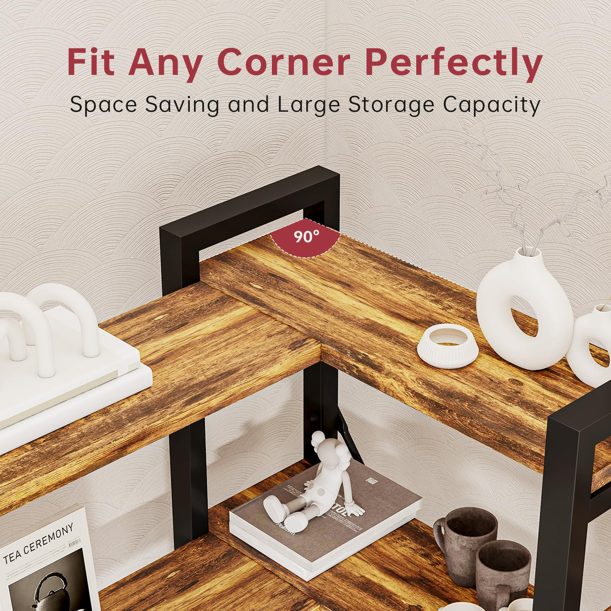 oneinmil Triple Wide 5-Shelf Bookcase Industrial Vintage Wood Style Large Open Bookshelves for Home&Office, Rustic Brown (5 Tier, Rustic Brown) oneinmil