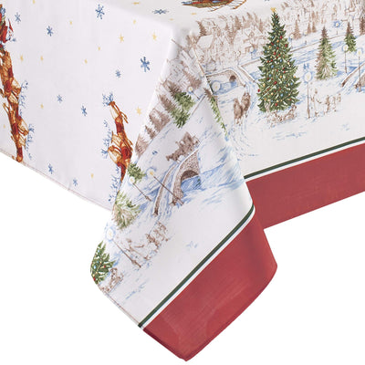 Elrene Home Fashions Santa Snowy Sleighride Wrinkle Resistant Holiday/Christmas Tablecloth, 60"X120", Rectangle