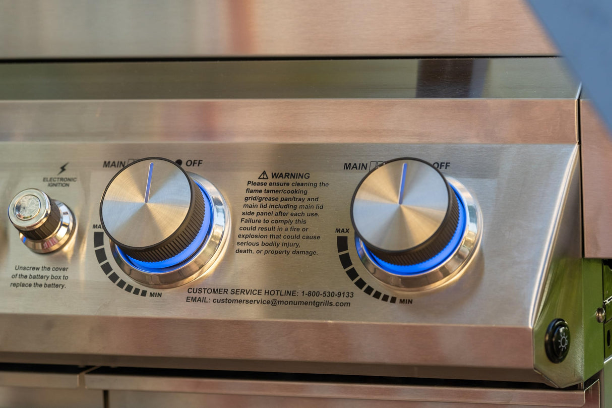 Monument Grills Larger 4-Burner Propane Gas Grills bbq Stainless Steel Heavy-Duty Cabinet Style with Knob Controls Side Burner Mesa 400m with Smoker Box (2 Items) Monument Grills