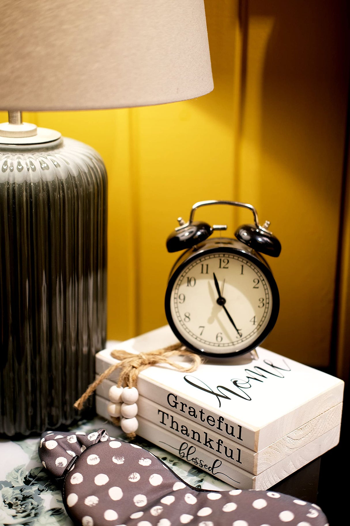 LIVDUCOT Wooden Farmhouse Decor Book Stack | Faux Book Stacks | Set of 3 Stacked Books for Coffee Tables Book Shelf Decor | Grateful Thankful Blessed Home Sign 7'x 5.5'x 2.5' LIVDUCOT