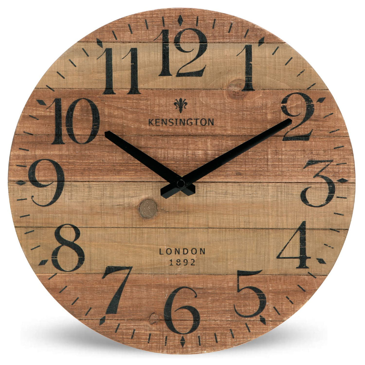 NIKKY HOME Rustic Farmhouse Wood Wall Clock - 12 Inch Battery Operated Silent Non Ticking Distressed Wooden Shiplap Clock for Kitchen, Living Room, Bedroom, Bathroom NIKKY HOME