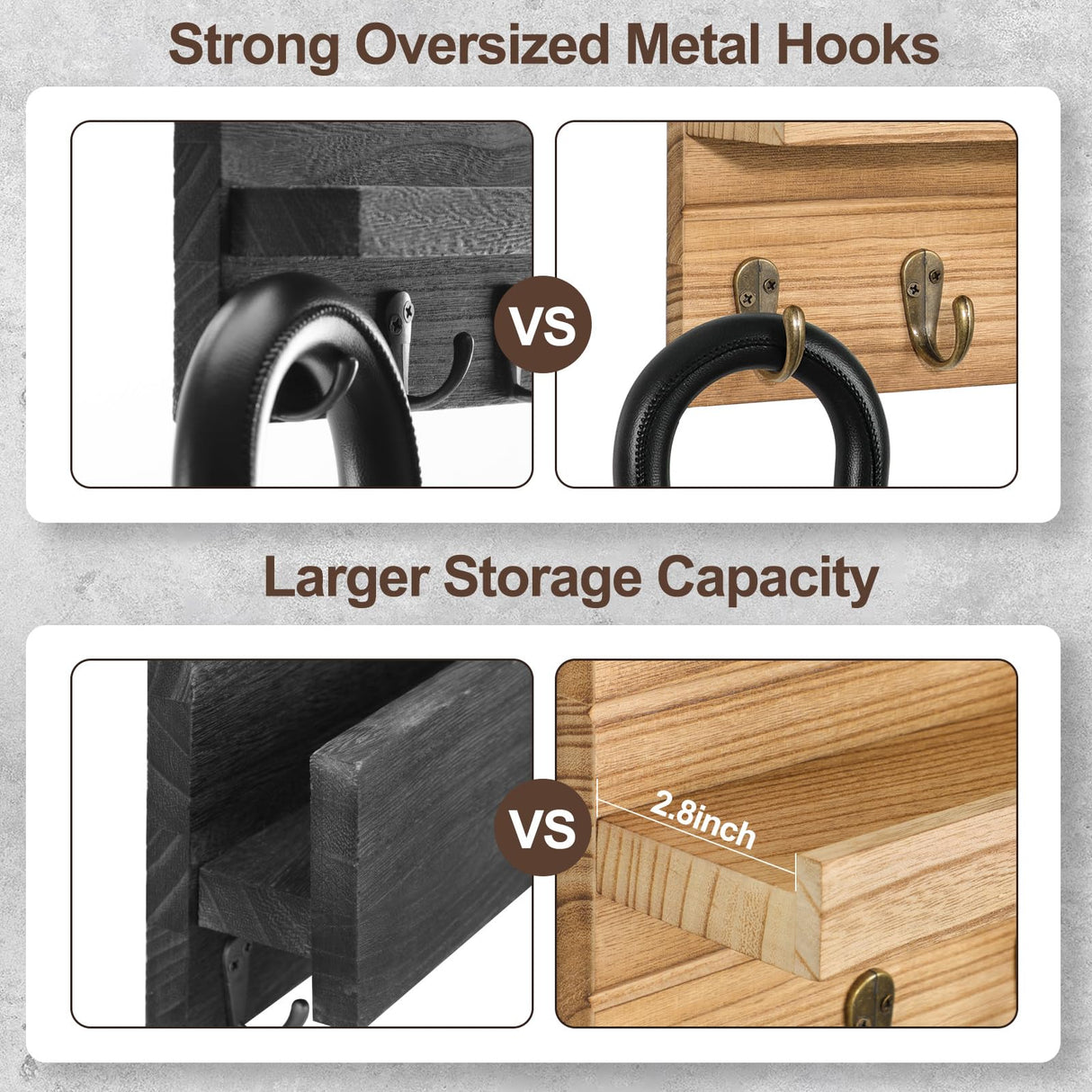 Lwenki Mail Organizer for Wall Mount – Key Holder with Shelf Includes Letter Holder and Hooks for Hallway Farmhouse Decor – Rustic Wood with Flush Mounting Hardware (16.5” x 9.1” x 3.4”) (Wood) Lwenki