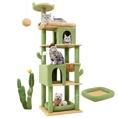 Globlazer S72 Heavy Duty Cactus Cat Tree for Large Cats, Sturdy 72in Maine Coon Cat Tree for Large Cats 20 lbs+ Cactus Cat Tower for Adult Biggest Cats with 6 Scratching Posts, Hammock