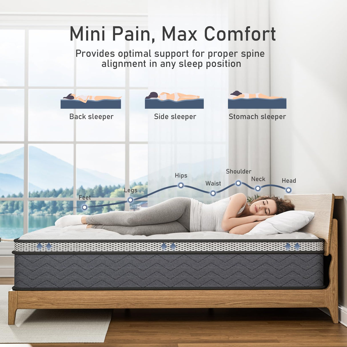 XANGLO King Hybrid Innerspring Mattresses, 14 Inch Plush Foam Spring Mattress, King Size Mattress Bed in a Box with Pressure Relief, 80 x 76 x 14 Inch Mattress for King Bed Frames, Medium Firm XANGLO