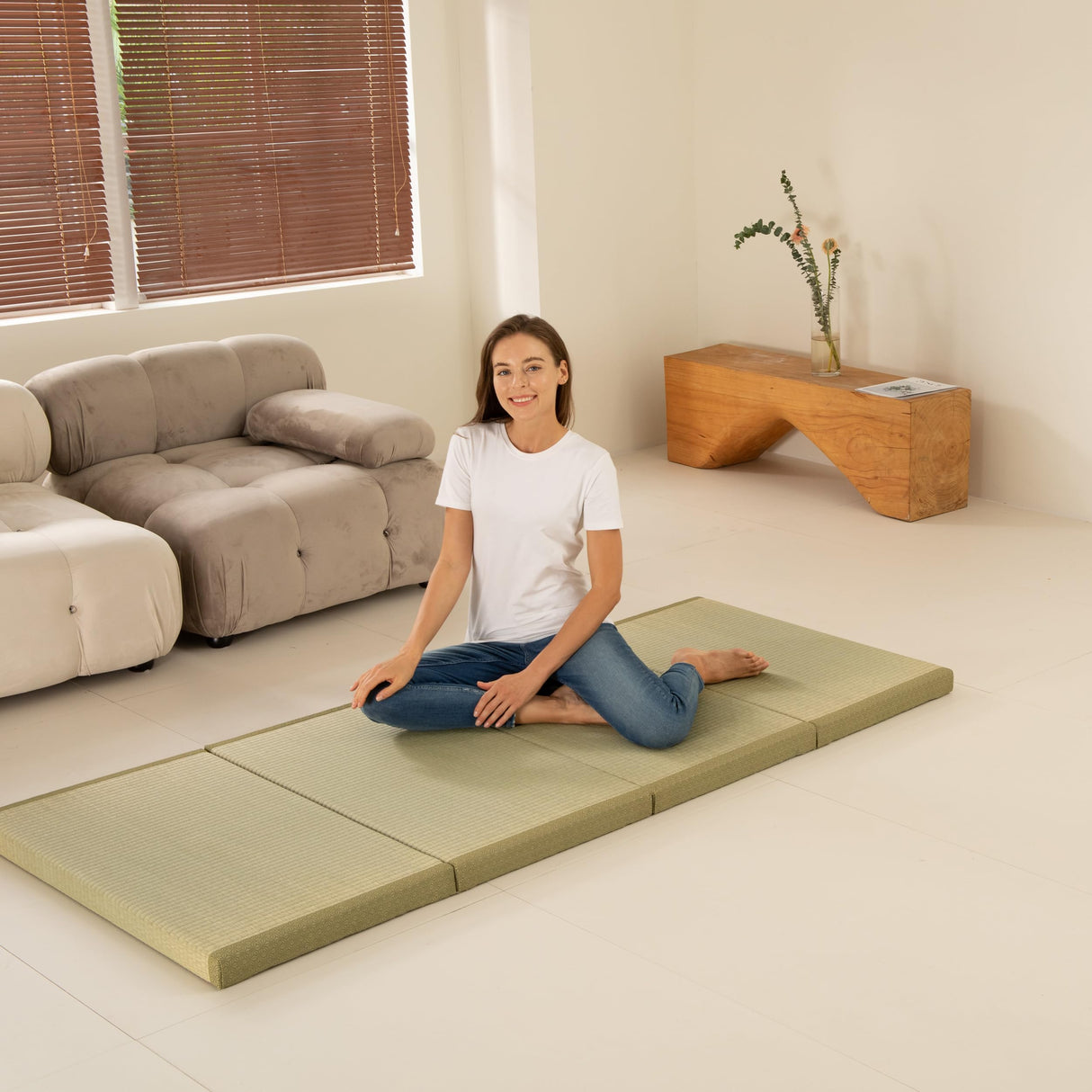 MustMat Tatami Mat Thick Japanese Floor Mattress Rush Grass Tatami Bed Twin 35.4" x 78.7" x 1.8" MustMat