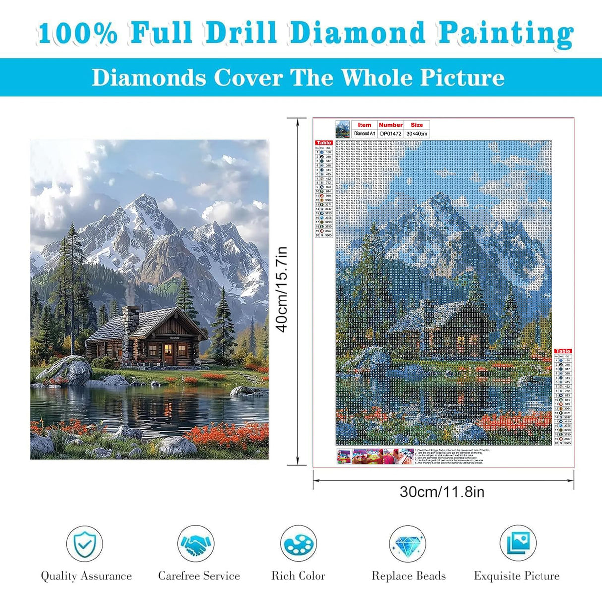 Fairyland JinWenn Diamond Art Kits for Adults Beginner, Mountain DIY Diamond Painting Kits 5D Diamond Dots Gem Art Crafts with Tools,Round Full Drill Crafts for Home Wall Decor&Gift-12x16inch Fairyland JinWenn