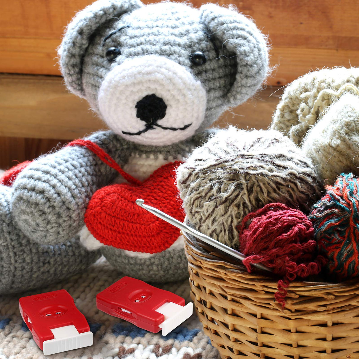 4 Pieces Knitting Counter Stitch Needle Marking Tool Mini Crochet Stitch Knitting Stitch Plastic Knit Stitch Counter, Red Weewooday