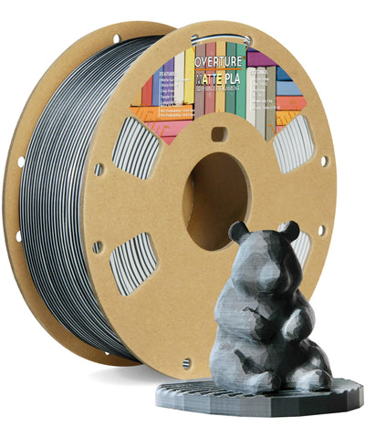 OVERTURE Dual Color Matte PLA 3D Printer Filament 1.75mm, Matte PLA 1kg Cardboard Spool (2.2lbs), Dimensional Accuracy +/- 0.02 mm (Matte Black-White)