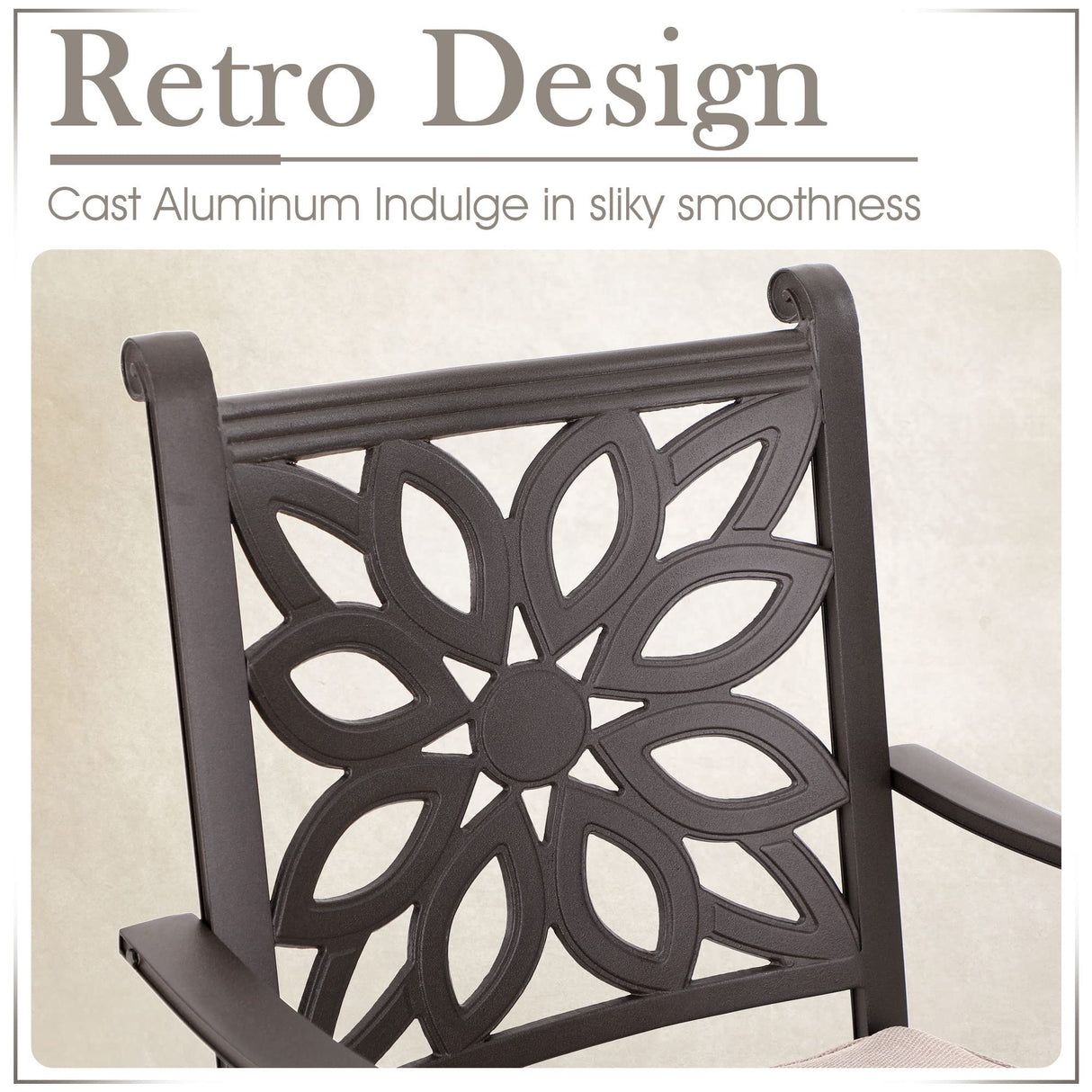 MFSTUDIO Cast Aluminum Bar Height Patio Dining Set of 7, Outdoor Table and Chairs Set with 1×54" Round Aluminum Patio Table and 6×Swivel Outdoor Bar Stool MFSTUDIO