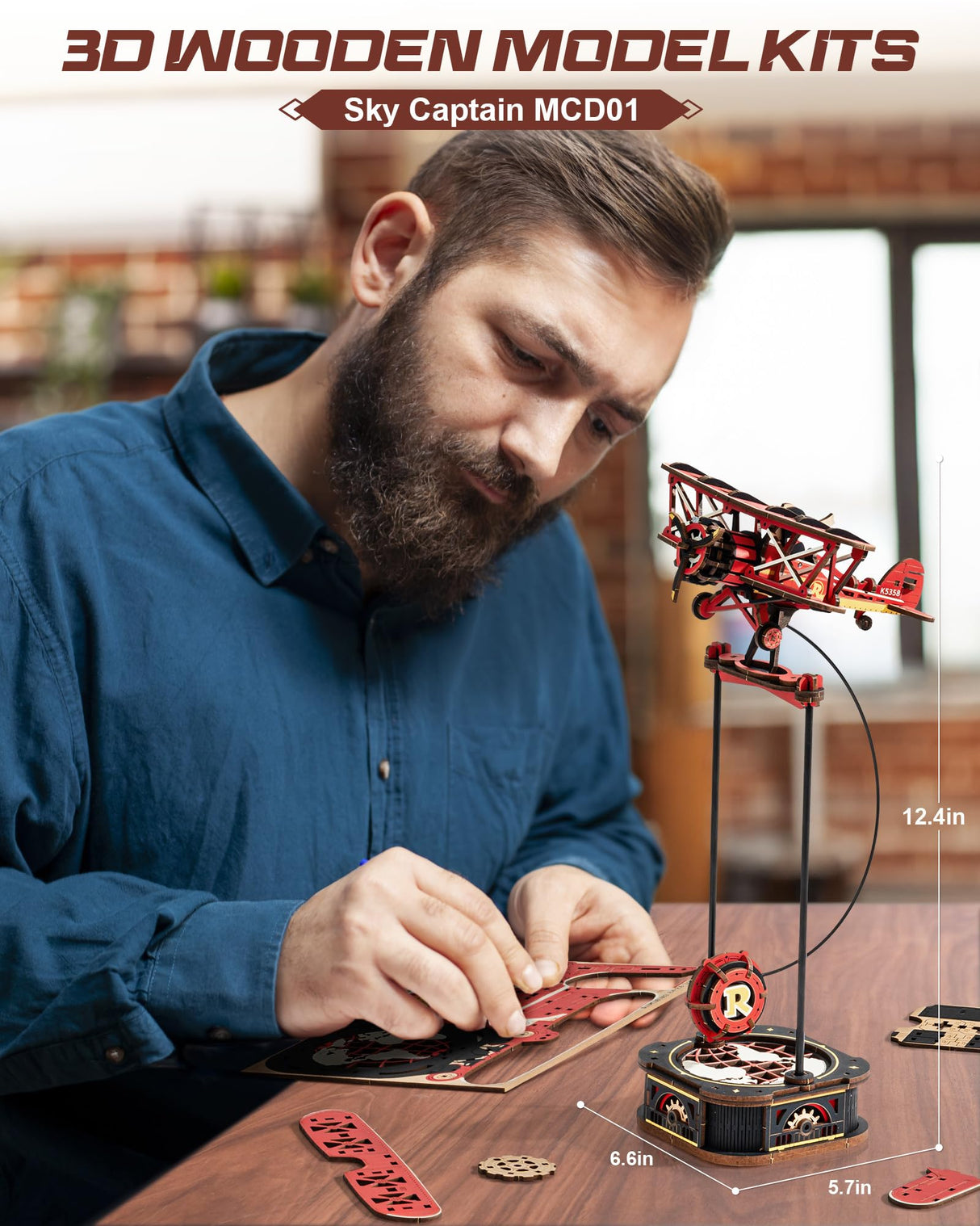 ROKR 3D Wooden Puzzles for Adults,Gravity Swing Model kit, 163Piece 3D Puzzles for Adults ROKR