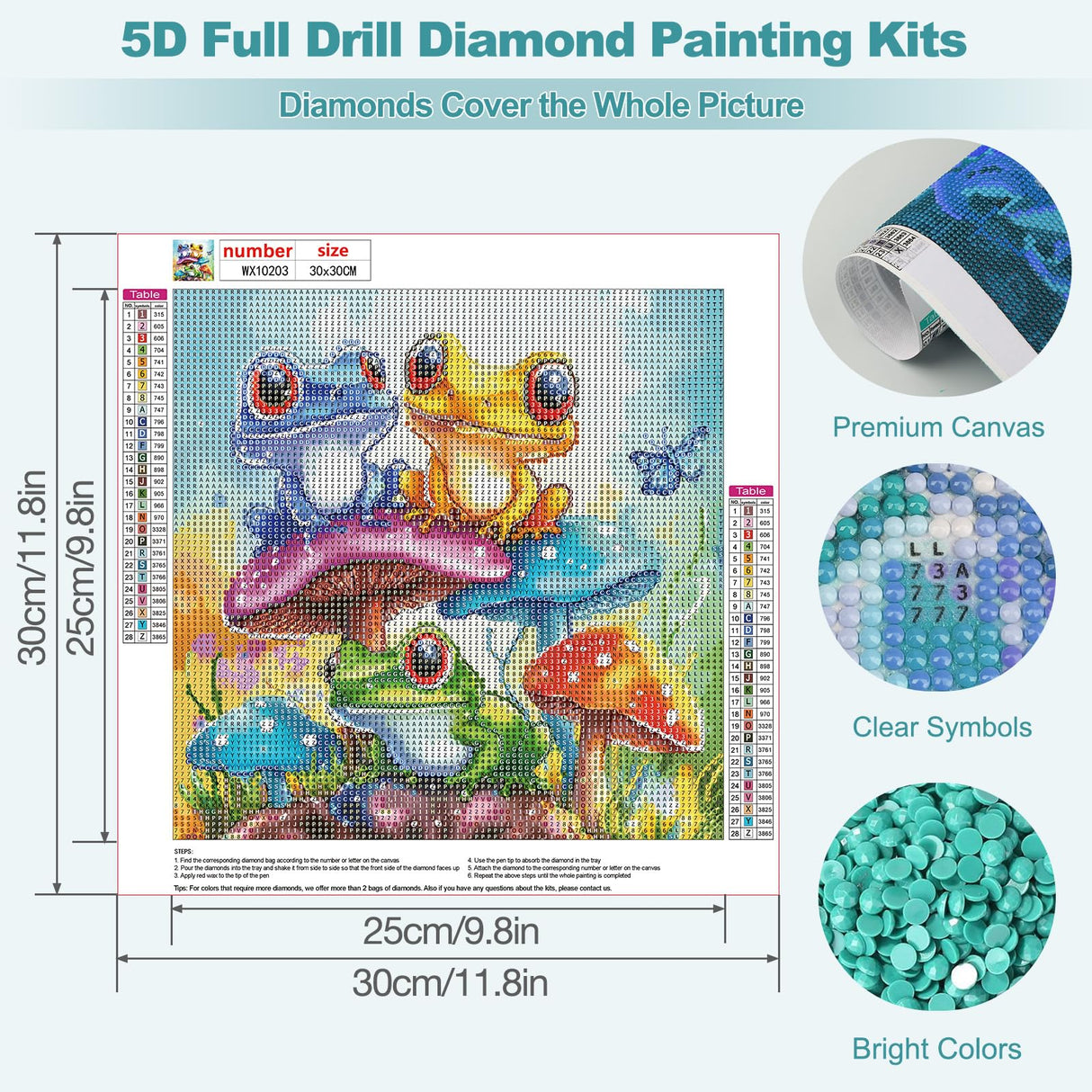 MEIYUDA Diamond Painting Kits for Adults, DIY Mushroom Diamond Art Kits for Beginners, 5D Animal Frog Diamond Art Painting Kit Gem Art Crystal for Home Wall Decor and Holiday Presents 12x12In MEIYUDA