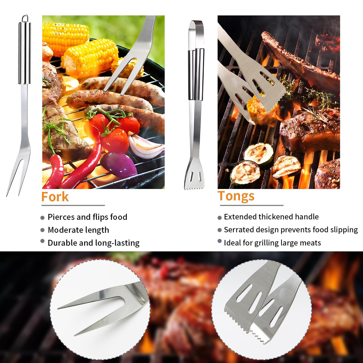 11Pcs Stainless Steel BBQ Grilling Accessories Set, Dad Gifts for Fathers Day Grilling Gifts,Portable Practical Grill Tools Utensils Kit with Storage Bag for Outdoor Grill Camping Backyard MUYFIO