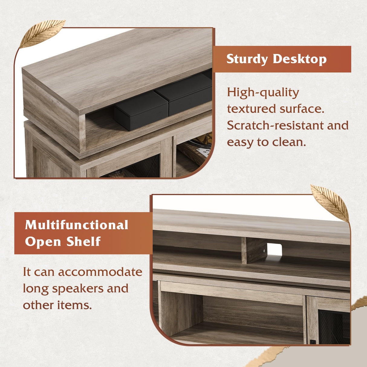 WLIVE TV Stand up to 65 Inch TV, 59" Entertainment Center with LED, Tall Farmhouse TV Media Console with Storage Cabinets for Living Room and Bedroom, Grey WLIVE