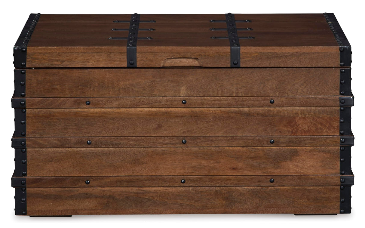 Signature Design by Ashley Kettleby Vintage Wood Storage Trunk or Coffee Table with Lift Top 19", Brown Signature Design by Ashley