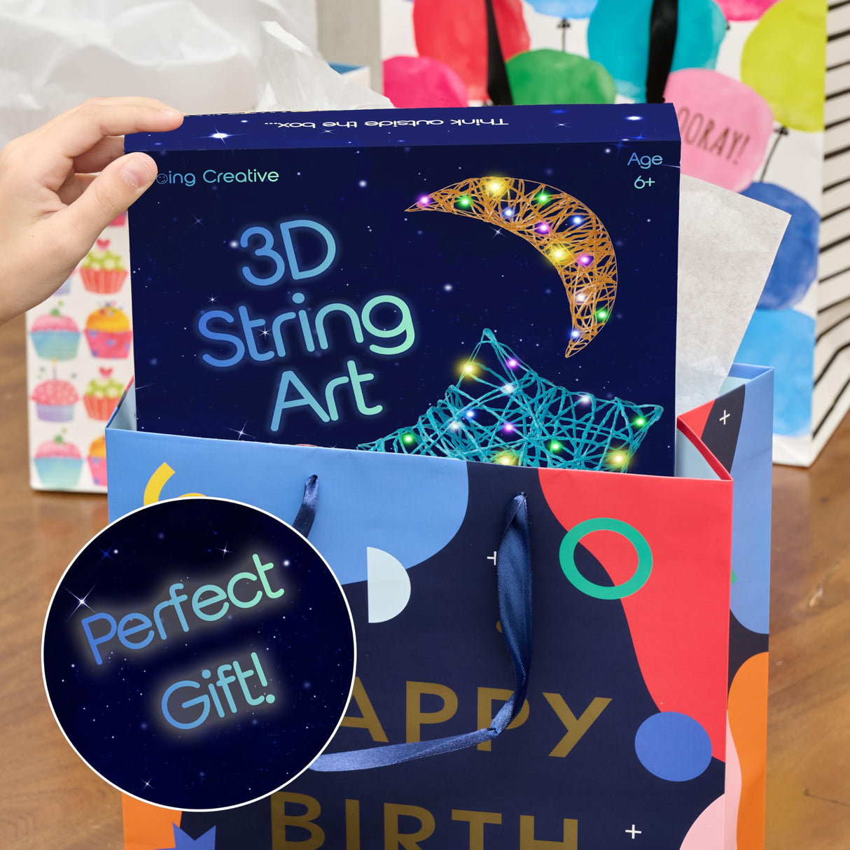 Going Creative 3D String Art Kit for Kids Ages 6-12 – Light-Up DIY Craft Kit with LED Lights, Tassels & Wall Mount – Fun Arts & Crafts Gift for Girls & Boys, STEM Toy, Screen-Free Activity Going Creative