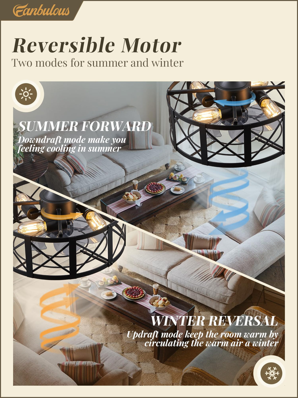 Fanbulous 16in Caged Ceiling Fans with Lights and Remote, Black Fandelier Ceiling Fan with 6 Speeds and Timing, Farmhouse Samll Fan Lights Ceiling Fixtures for Kitchen, Bedroom, Outdoor-Black X Fanbulous