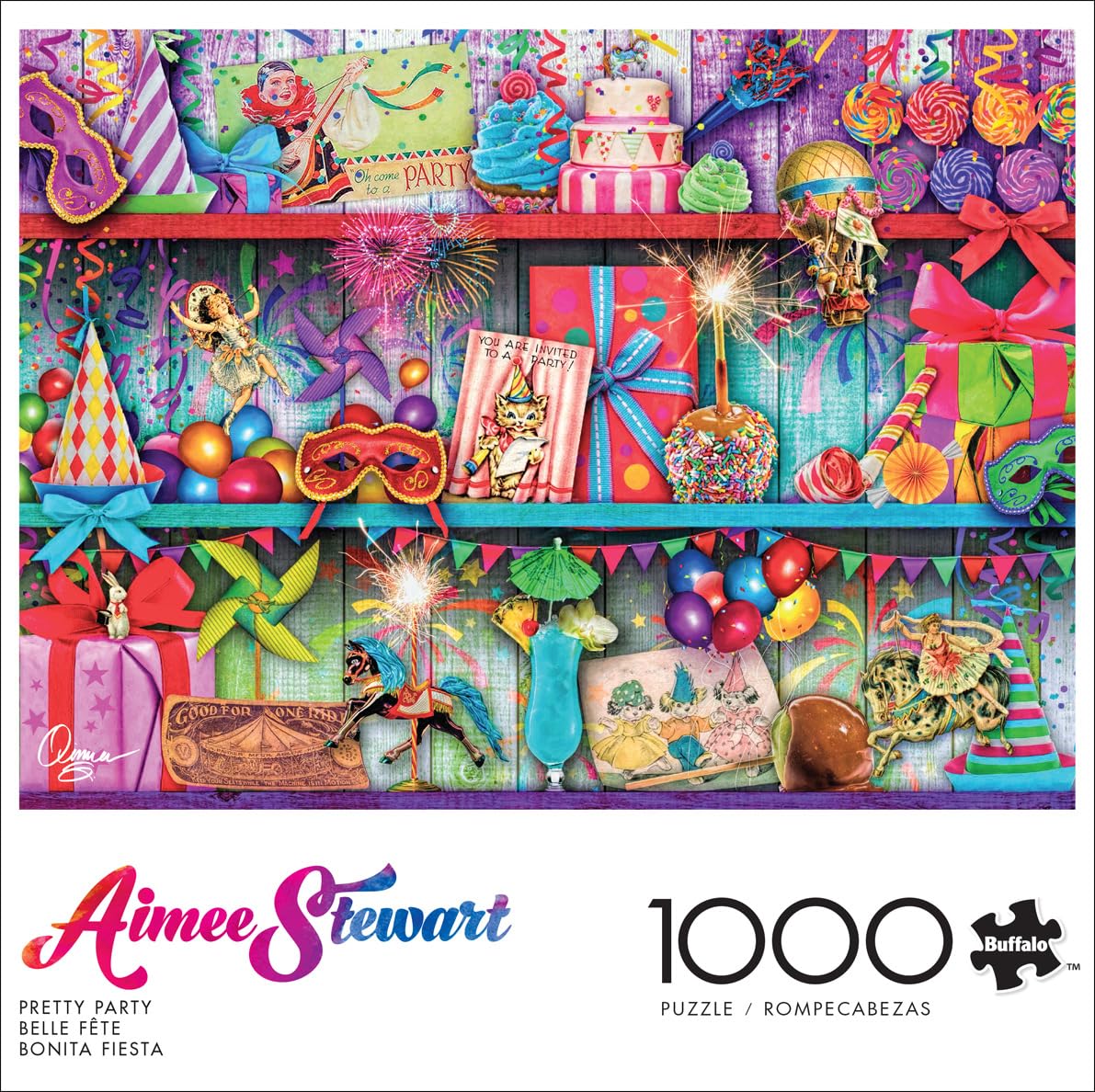 Buffalo Games - Aimee Stewart - Pretty Party - 1000 Piece Jigsaw Puzzle for Adults -Challenging Puzzle Perfect for Game Nights - Finished Size is 26.75 x 19.75 Buffalo Games