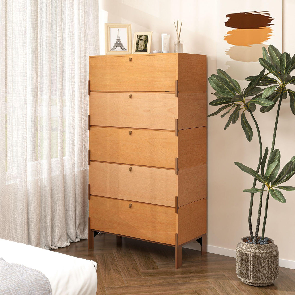 WHOOSPEREH Stackable 3 Drawers Dresser, Customizable Chest of Drawers for Bedroom, Living Room, Closet, Easy Assembly Wood Furnitures Cabinet, 30 inch Width Beech and Basswood Color Combo WHOOSPEREH