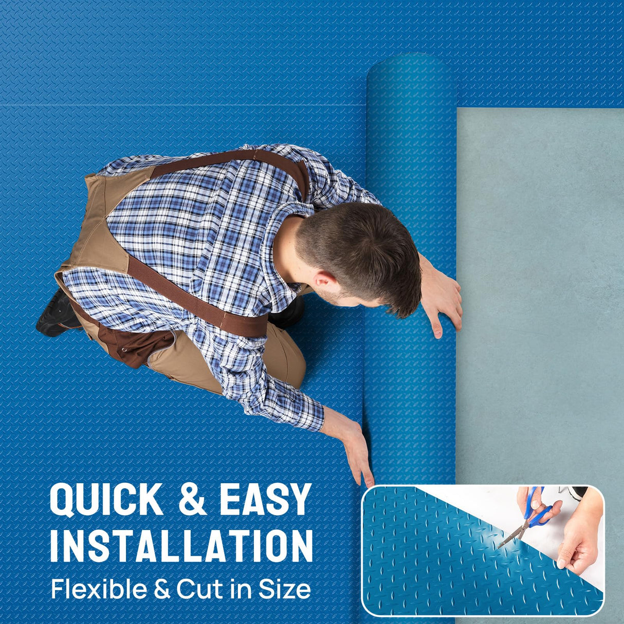 TUFFIOM 7.5 x 20 FT Garage Floor Mat, Thickened Diamond Plate PVC Garage Mats Flooring Roll for Under Car, Garage Parking Mats for Floor Large SUVs, MPV, Pickup Truck TUFFIOM