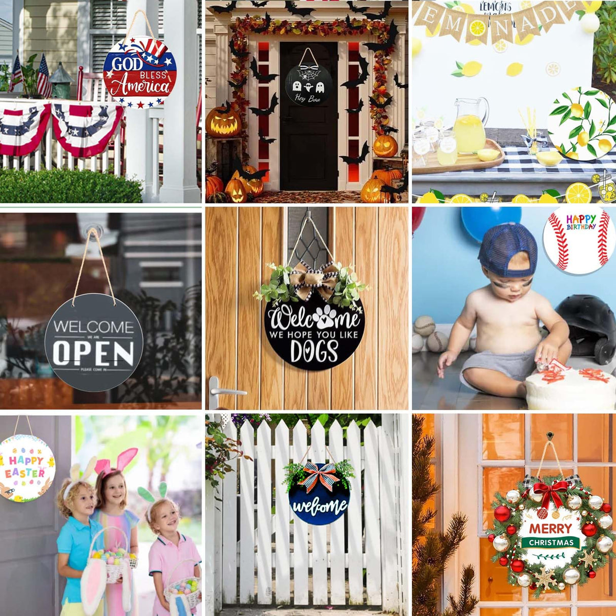 Ickimee 3 Pcs 12" Round Sublimation Door Hanger Blanks, Unfinished Metal Aluminum Circle Blanks for Sublimation Printing, Christmas Wall Hanging Ornaments, Welcome Door Sign with Rope for Heat Press Ickimee