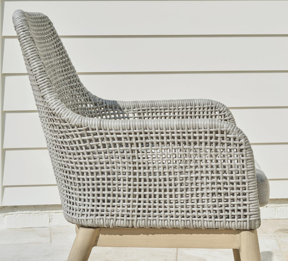 Signature Design by Ashley Seton Creek Cottage Weather Resistant Outdoor Dining Arm Chair with Cushion, Set of 2, Light Brown & Light Gray Signature Design by Ashley