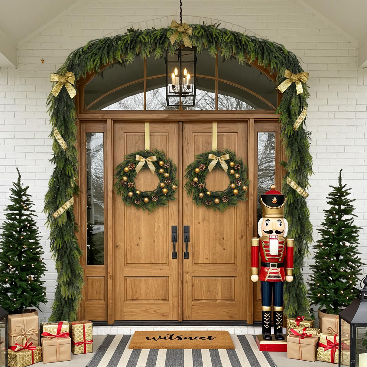 N&T NIETING 9FT Christmas Norfolk Pine Garland Real Touch Pine Artificial Garlands Faux Greenery Garland Winter Christmas Garland for Table Mantle Fireplace Indoor Outdoor Xmas Decorations (1 Pcs) N&T NIETING
