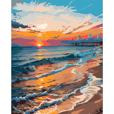 QUITEDEW Paint by Number for Adults,Seaside Adult Paint by Number Kits,Sunset Paint by Numbers,Landscape Paint by Numbers Kits Suitable for Home Wall Decoration 16x20 Inch.