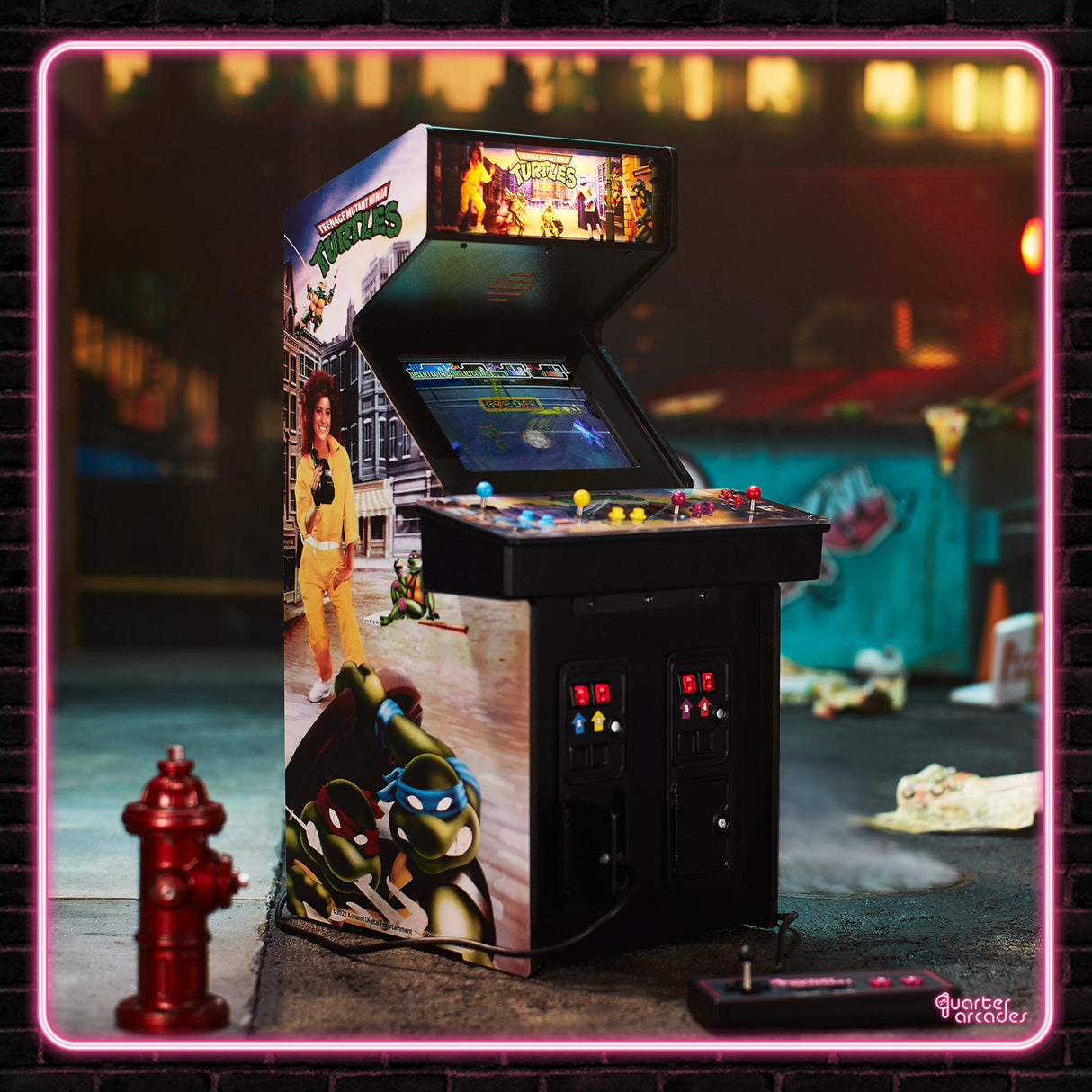 Numskull Quarter Arcades Teenage Mutant Ninja Turtles Collector's Edition Mini Arcade - 1/4 Scale Authentic Wooden Replica, Original ROM, Rechargeable Battery & 3W Speakers for Retro Enthusiasts quarter arcades