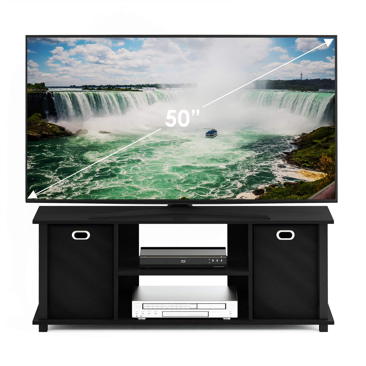 Furinno Econ Entertainment Center, Black/Black Furinno