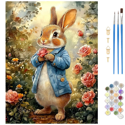 MAXBYE Rabbit Paint by Numbers Kit for Adults, Romantic Rabbit Paint by Numbers Kits for Beginner, DIY Acrylic Color by Number on Canvas for Home Wall Decor Gift 12X16 Inch