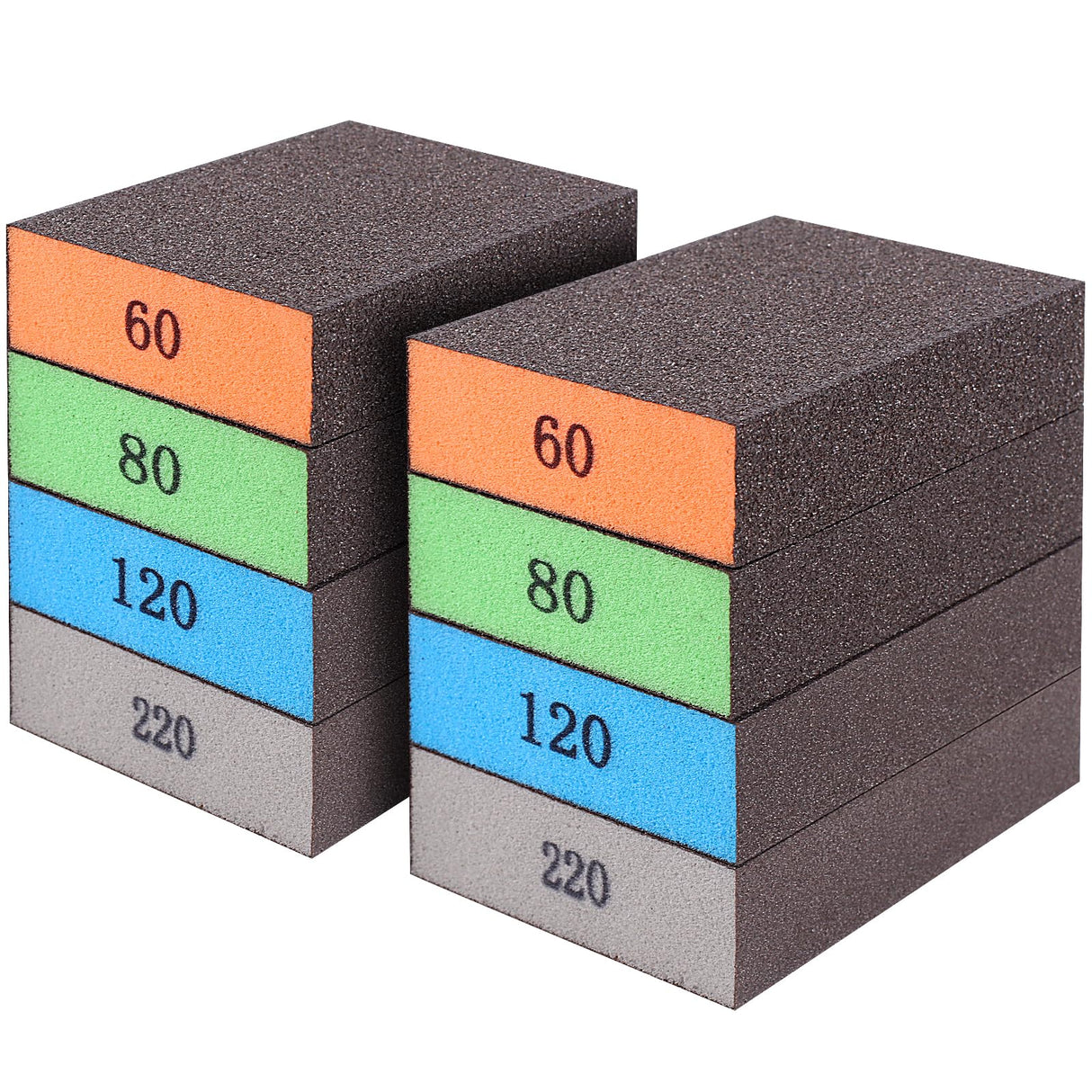 Romeda 8-Pack Sanding Sponge, Four Grits Per Pack 60/80/120/220, Washable and Reusable Handmade Sandpaper Block, Drywall Sandpaper Blocks for Wooden Drywall Sheetrock and Metal Glazing Romeda
