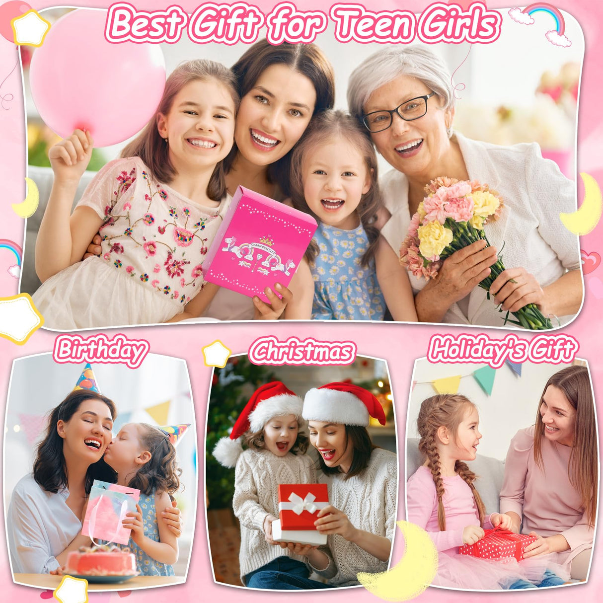 Charm Bracelet Making Kit for Girls, 140 PCS DIY Craft Bead Sets Jewelry Making Kit for Teen Girls Age 8-12, Portable Bracelet Organizer Gift Box for Teenage Birthday Christmas Stocking Gift LifeisLuck